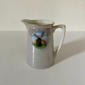 Chatham Cape Cod Mass Handpainted Luster Pitcher Pictorial Wind Mill 1950's